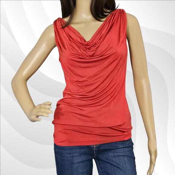 2/$50 NWOT Jay Godfrey Red Sleeveless Blouse w/ Black Lace & Open Back Size 2 - Picture 1 of 5